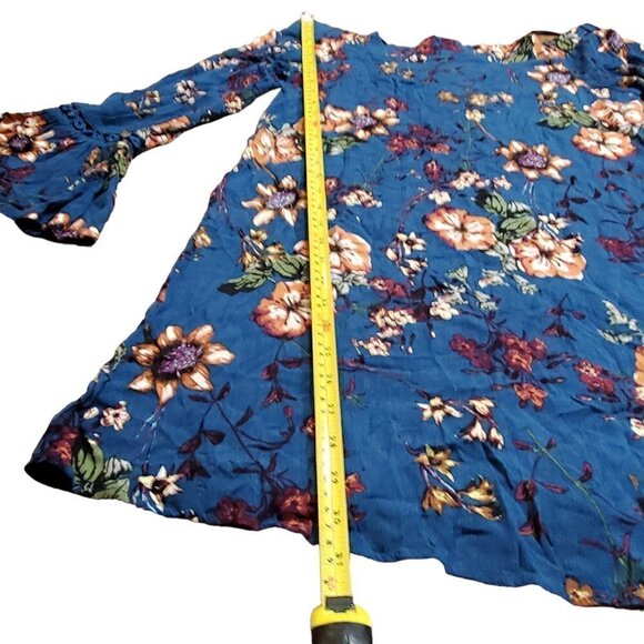 Blue Pepper Womens Blue Floral Boho Off‎ The Shoulder Blouse Top Size M NWT - Picture 5 of 9